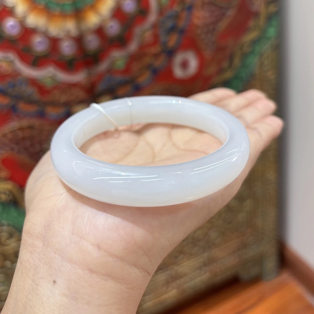 092429mh和田玉青海料白玉手镯圈口约56.6克重约59.4克