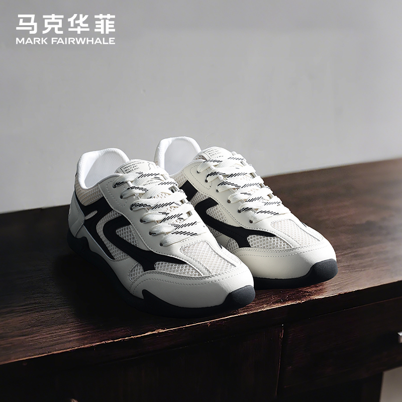 马克华菲德训鞋男冬季休闲男鞋2025新款软底网面潮鞋流行男士板鞋