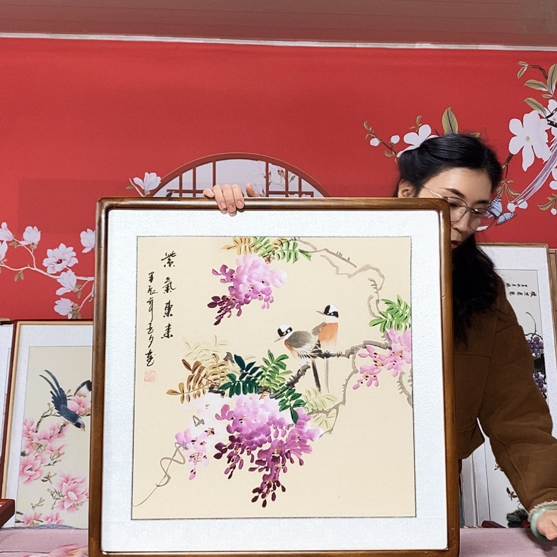 国画手写手绘带框包邮63✖️63