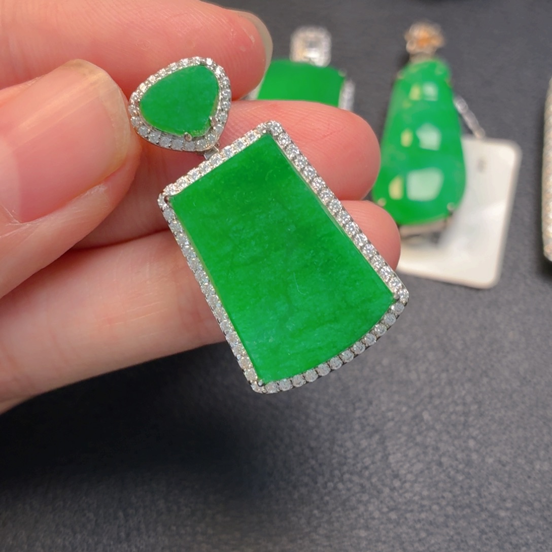 翡翠银S925镶嵌吊坠(不含链)