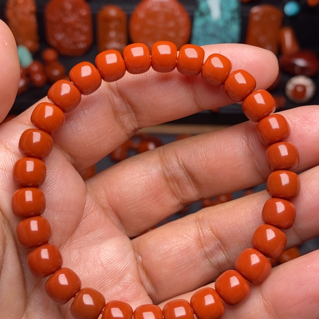 南红玛瑙配饰未镶嵌老型手串