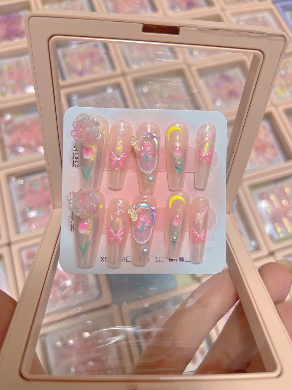 【爆款郁金香】春季温柔款设计穿戴甲纯手工气质纯欲风纯手工穿戴甲