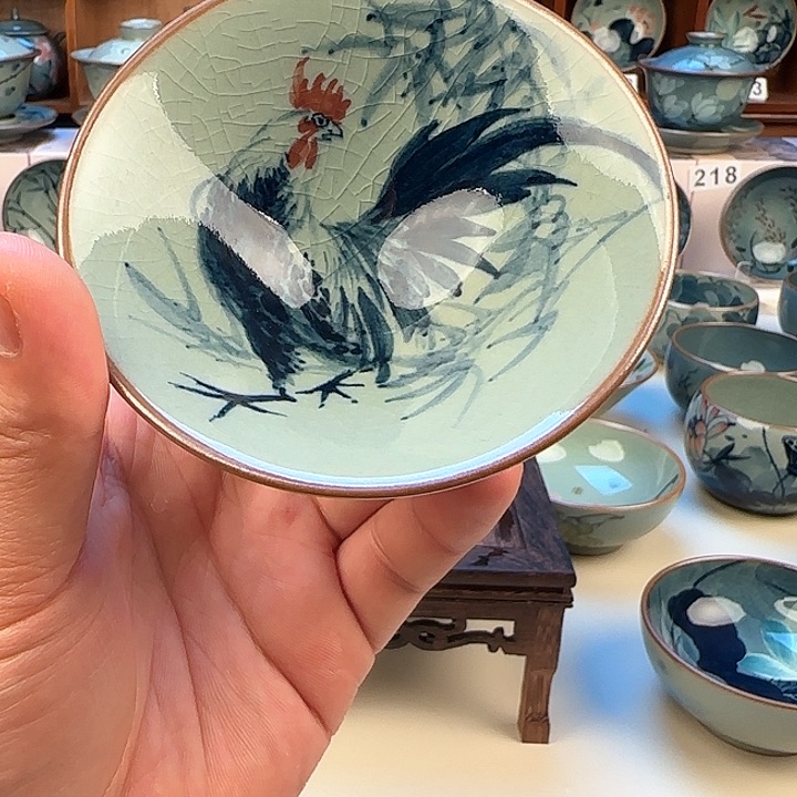 景德镇陶瓷陶瓷杯茶具斗笠杯60毫升礼盒装