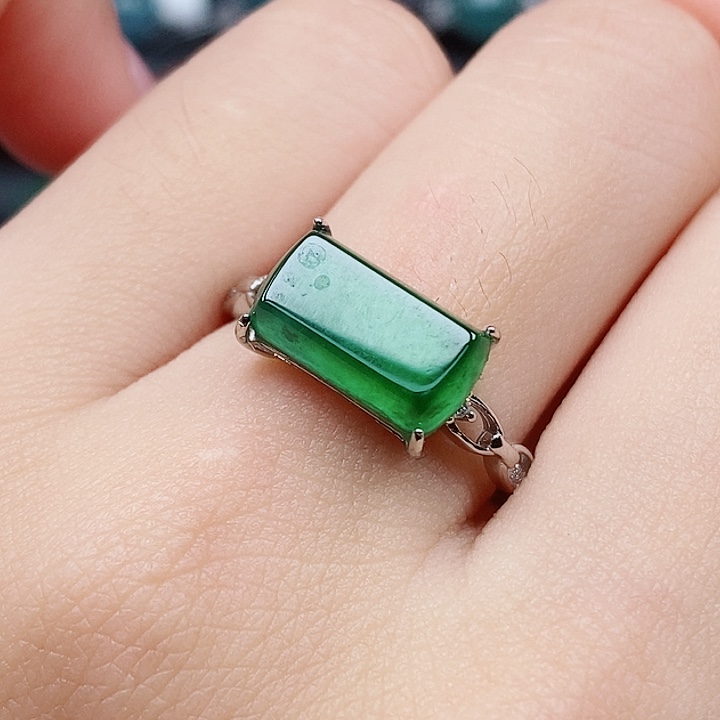 翡翠戒指银S925镶嵌戒指