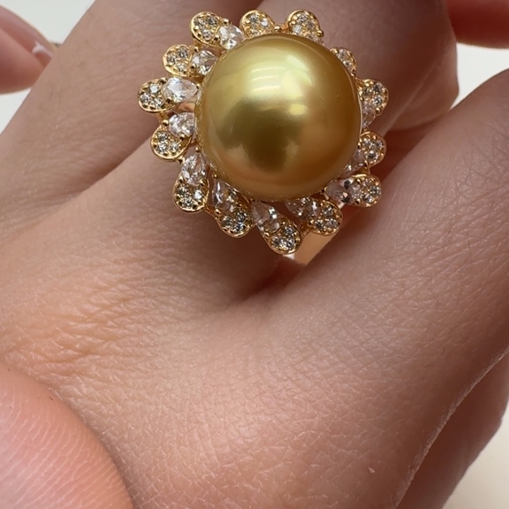 海水珍珠戒指银S925镶嵌