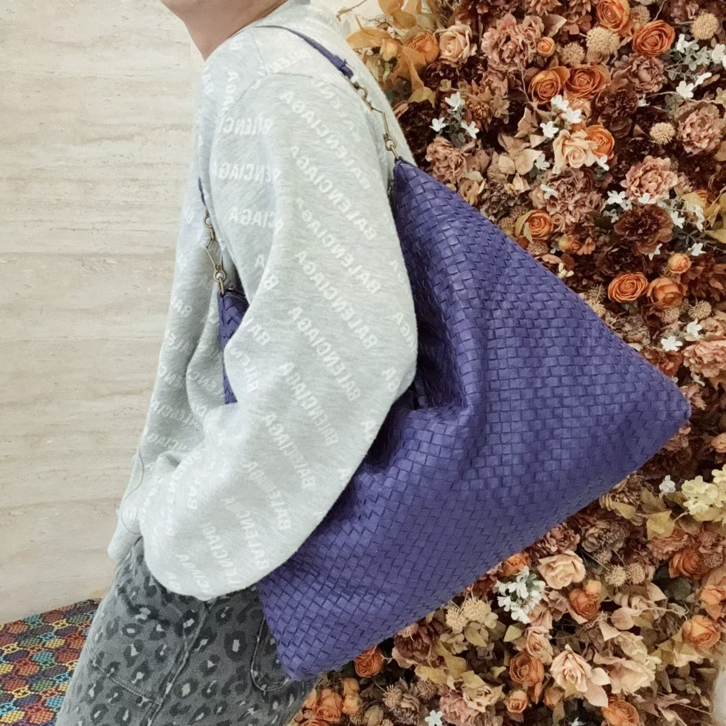 95新 BOTTEGA VENETA/葆蝶家 【冰】 薰衣草腋下托特包