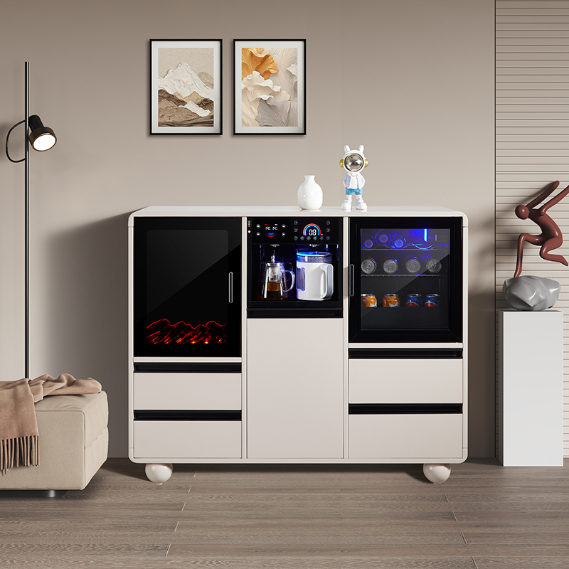 智能语音烤漆茶吧机蓝牙音乐饮水机多功能餐边柜消毒柜实木酒水柜