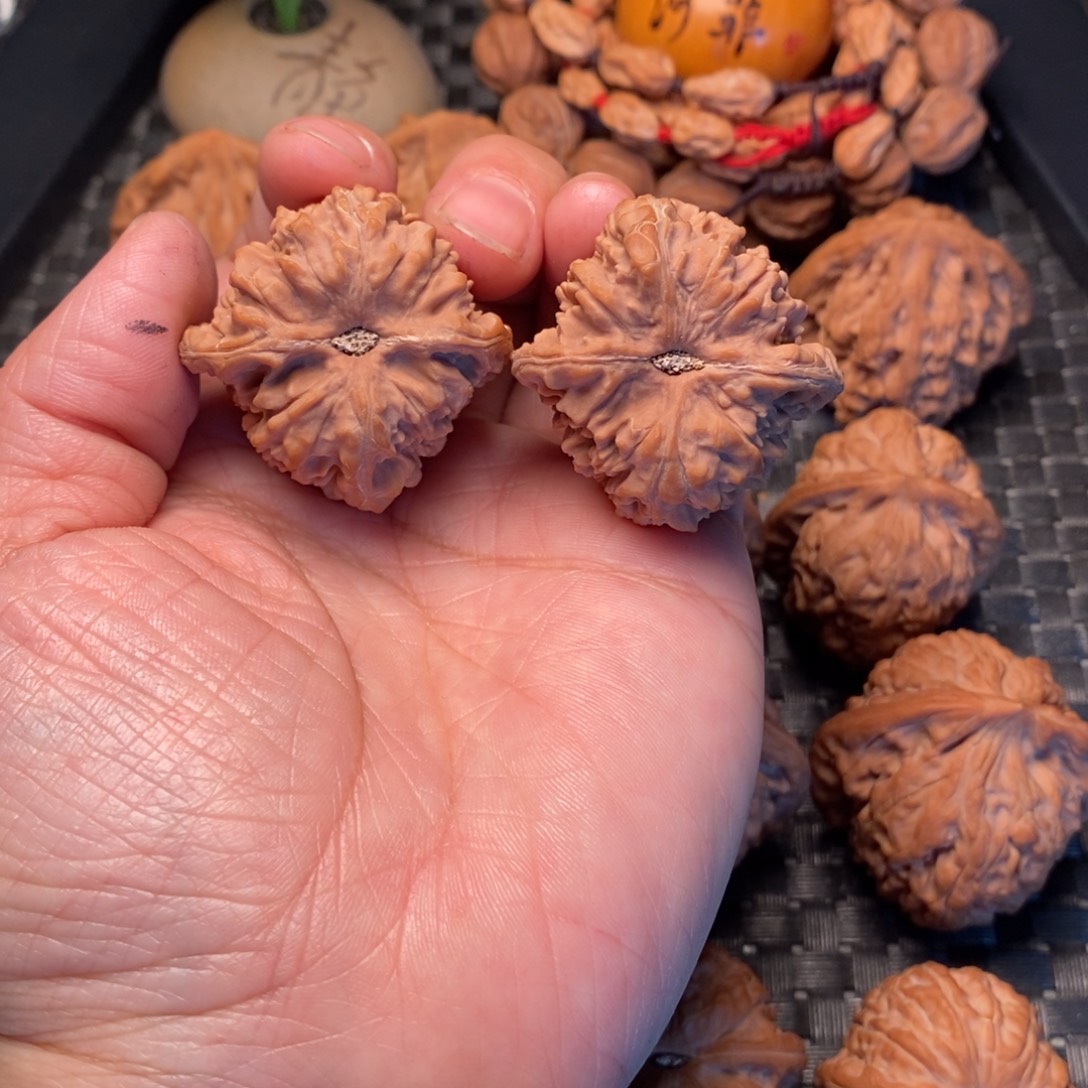 大***茶文玩核桃把件长治官帽38