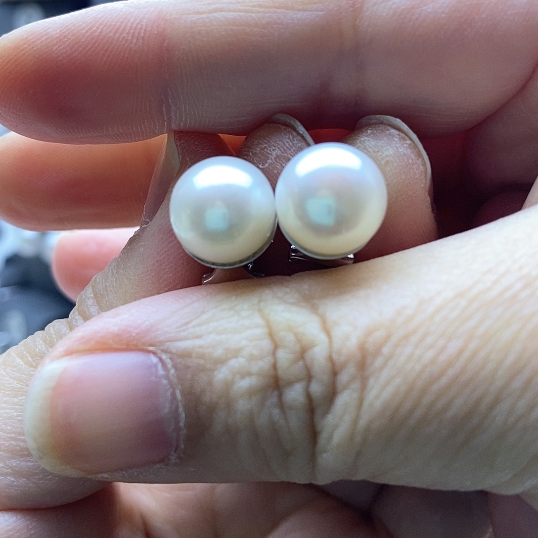 淡水珍珠耳饰银S925镶嵌