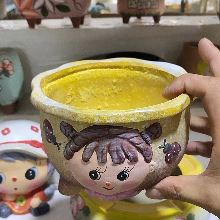 ^***^陶瓷花盆有孔 瑕疵介意勿拍 