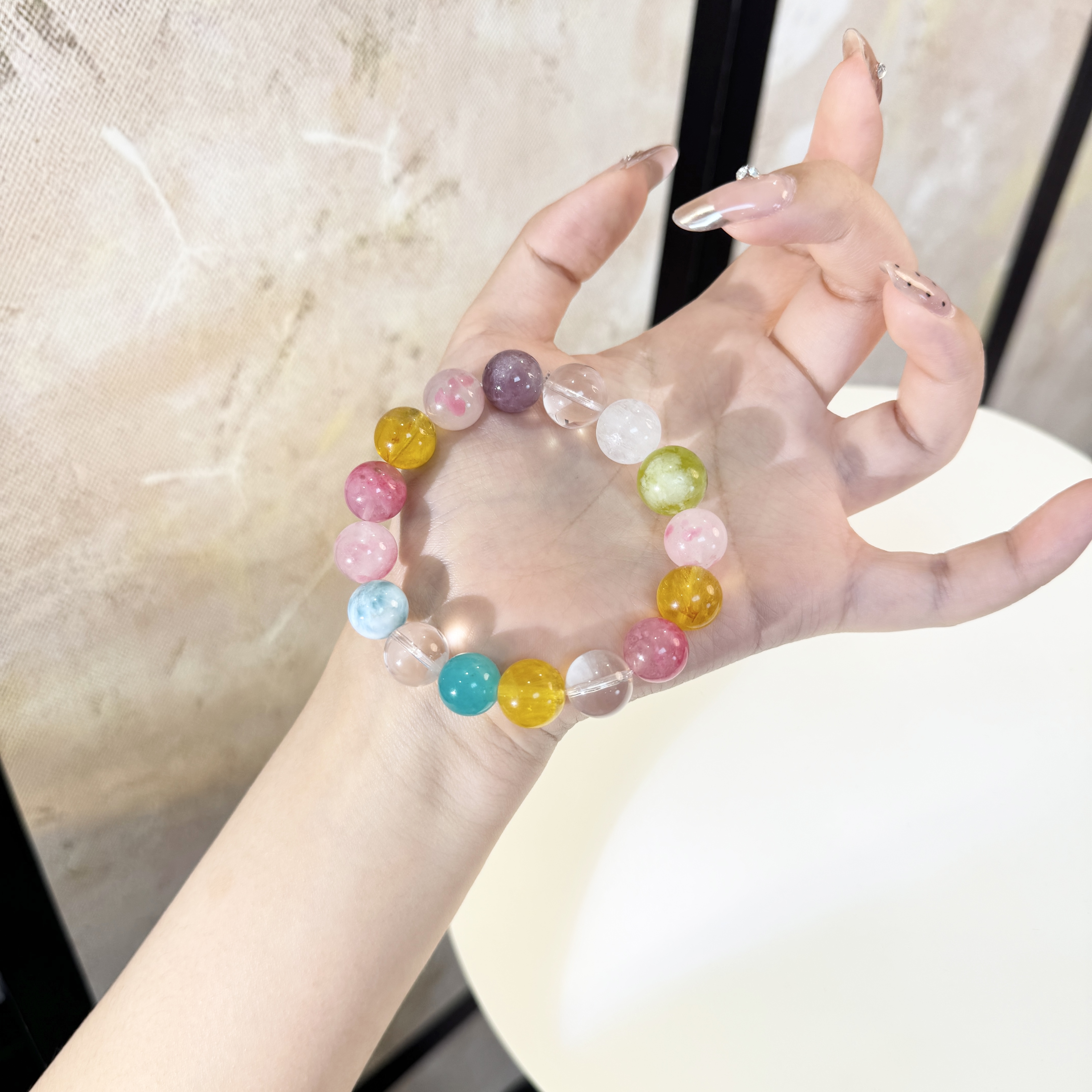 *花涧*天然水晶萤石蔷薇辉手串E