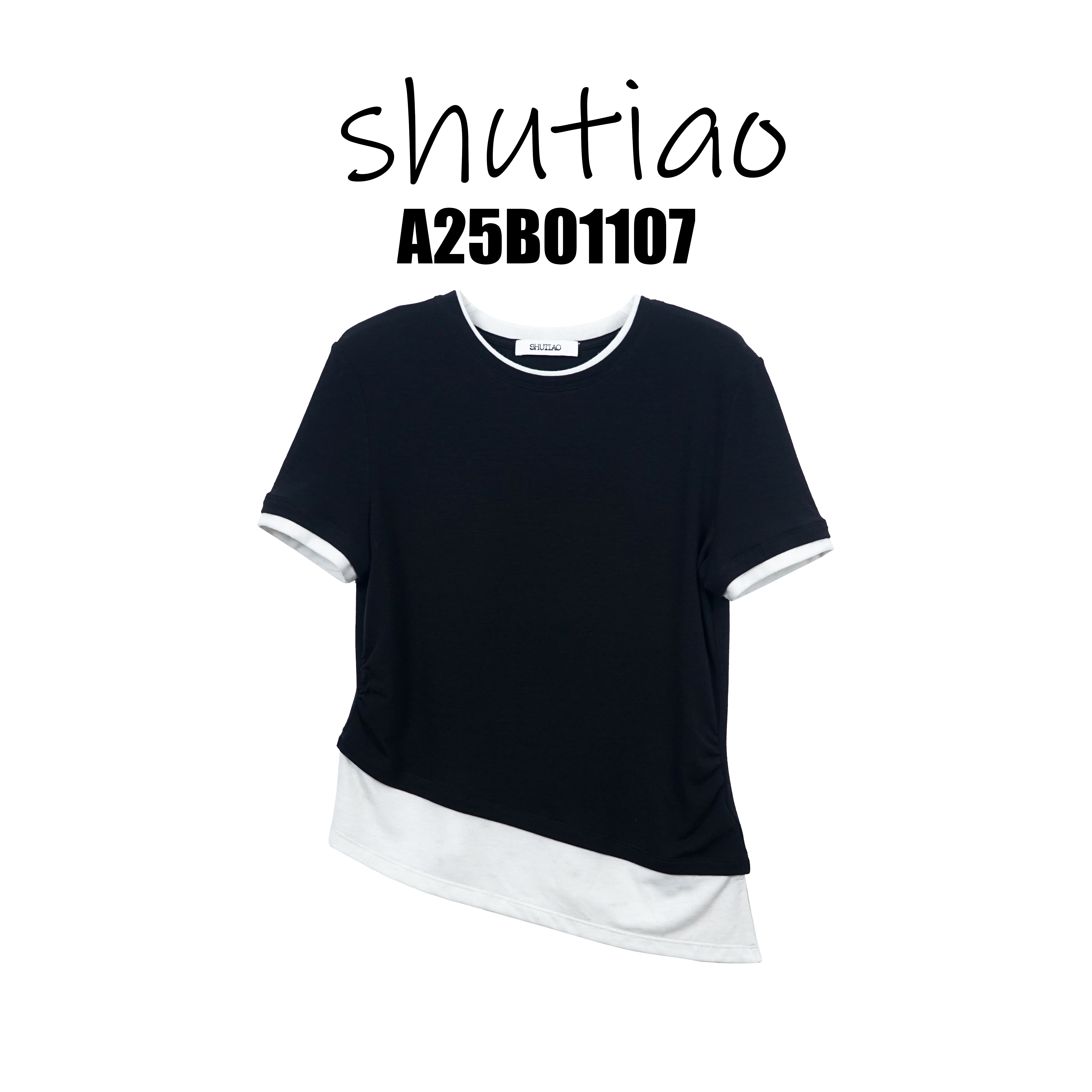 【SHUTIAO】2025夏季：新款小众设计款T恤A25B01107