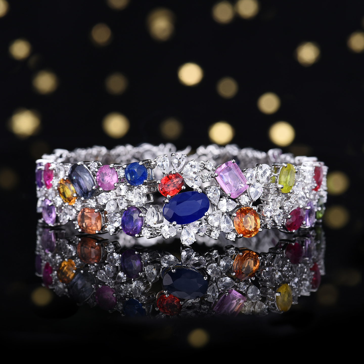 是心动的感觉 主石20.68克拉 18K金 天然彩色蓝宝石手链