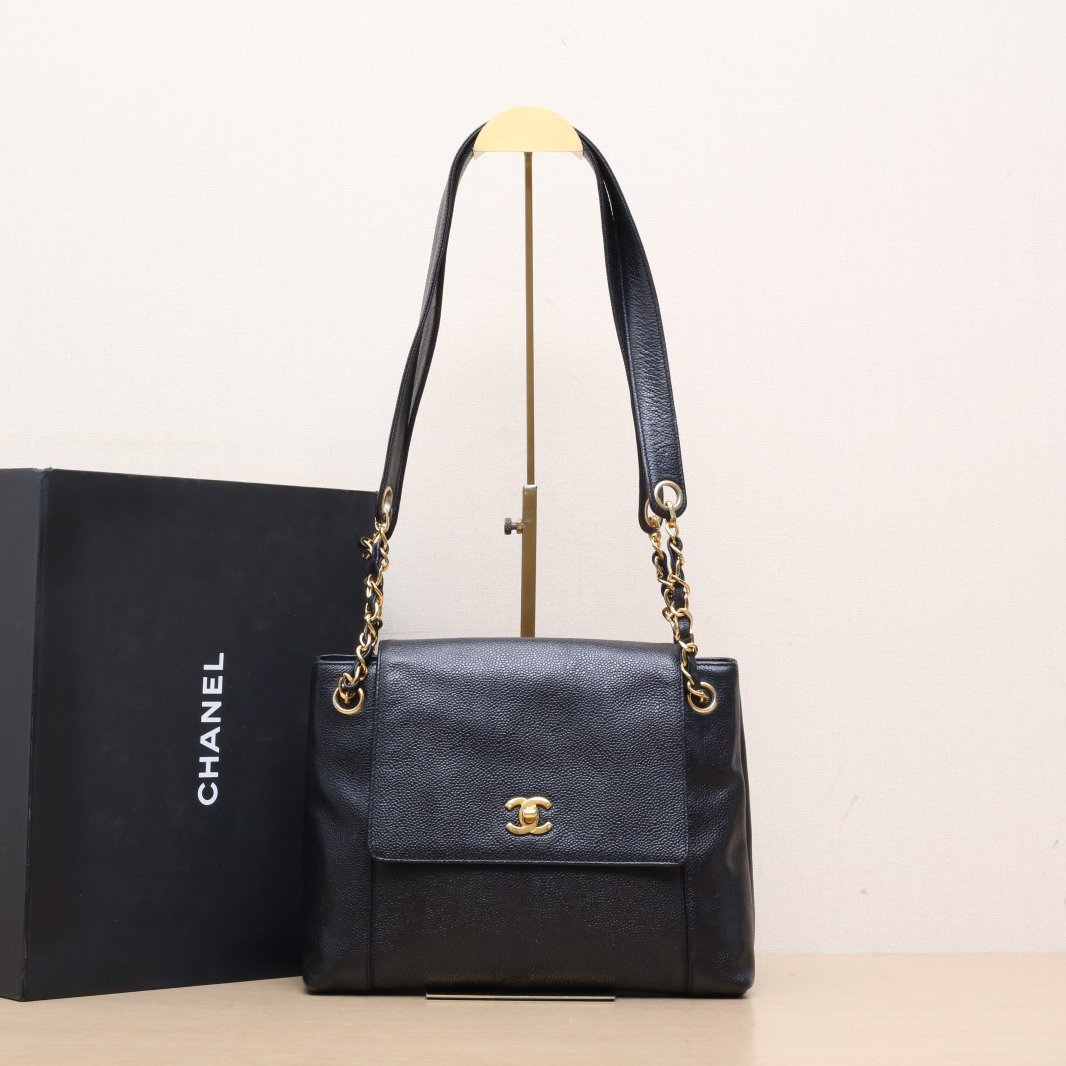 95新 Chanel/香奈儿 【娇】中古书包扣奶粉包皮革C4开 金扣 888175