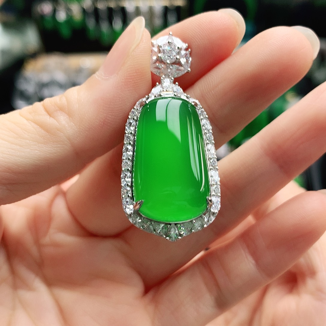 玛瑙/玉髓银S925镶嵌吊坠