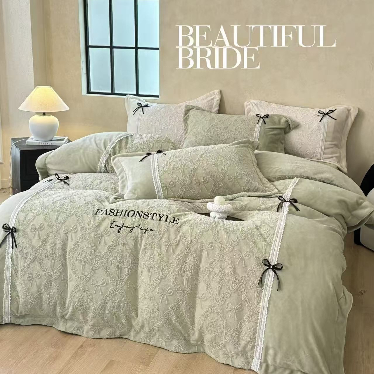 【荟萃】蝴蝶结款加厚牛奶绒四件套