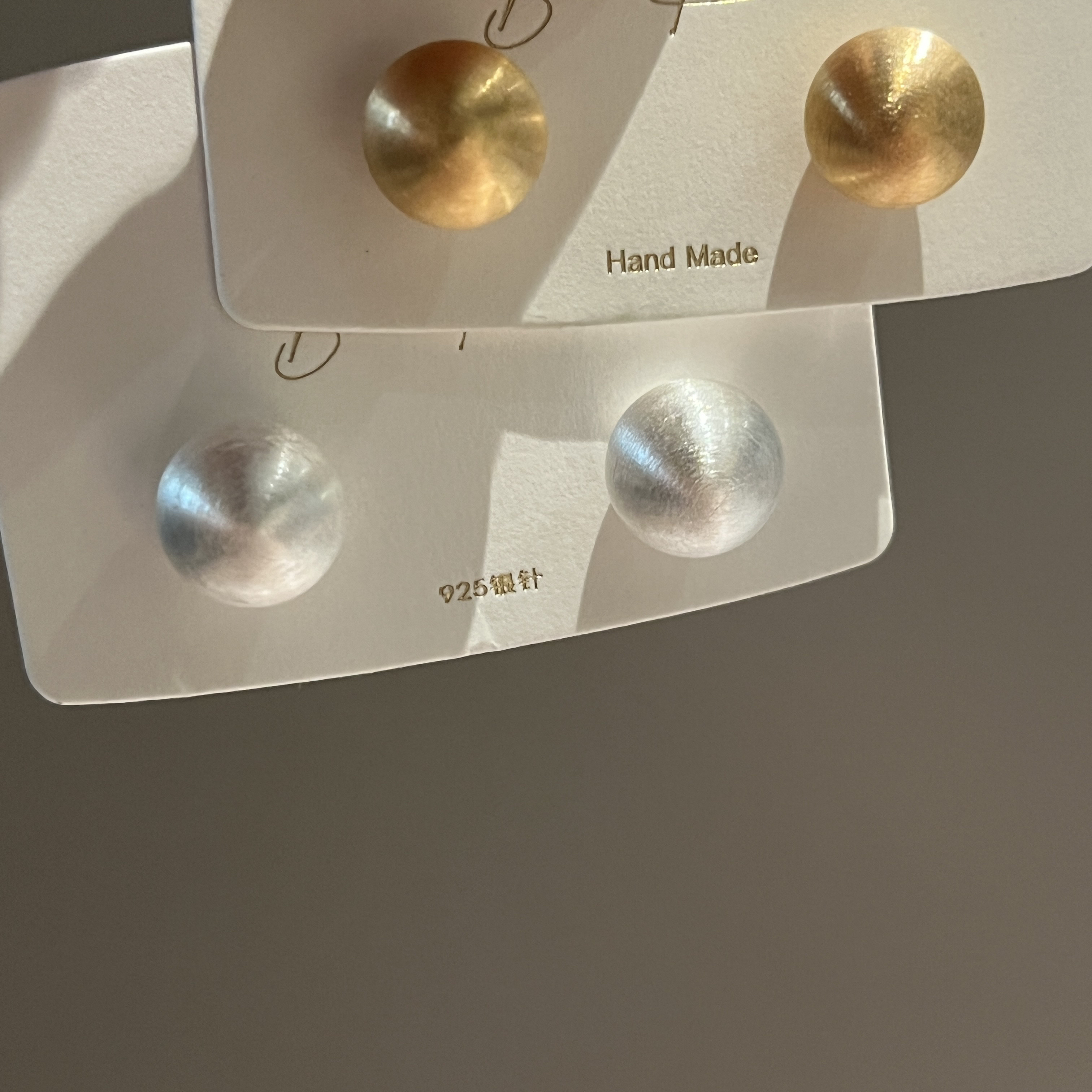 925银仿珍珠银制品 丝光小豆子耳钉