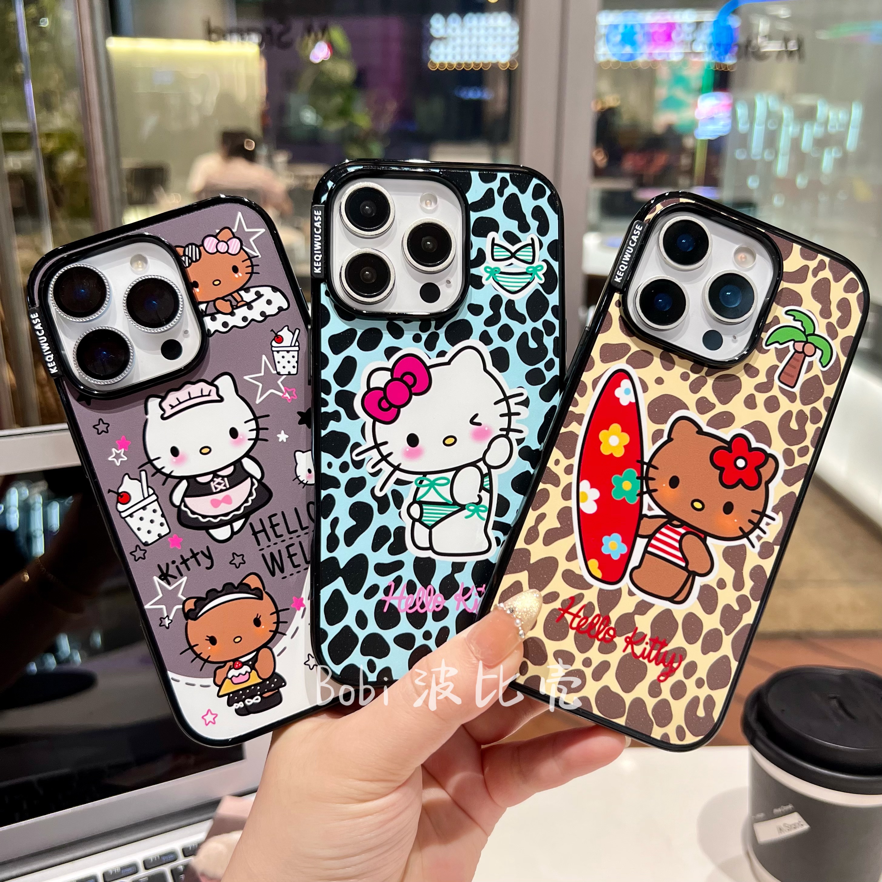 卡通可爱创意豹纹KT磨砂防摔适用于苹果手机壳iphone16pro全包/15