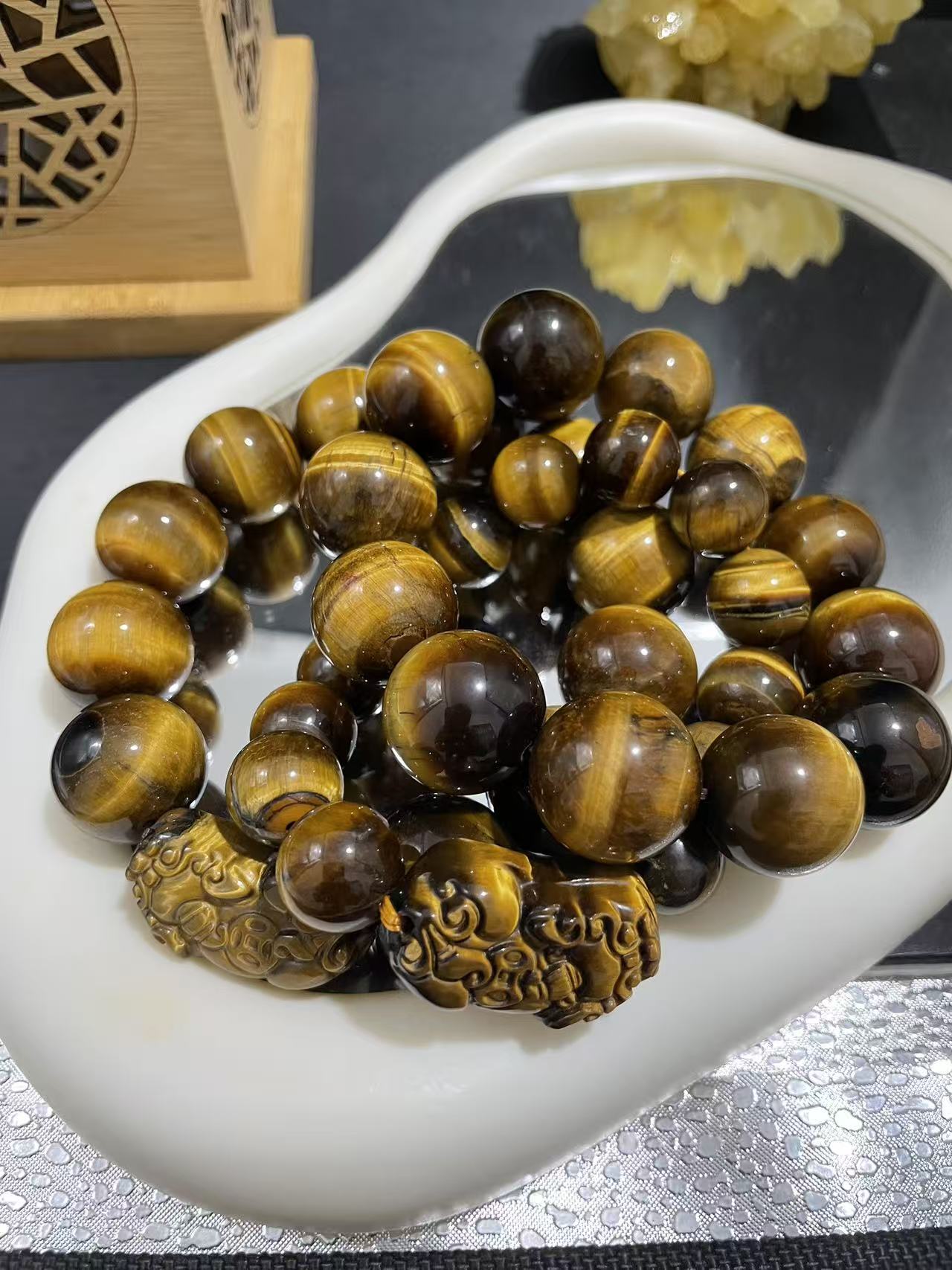 s44天然黄虎眼手串单圈  多样性发一件