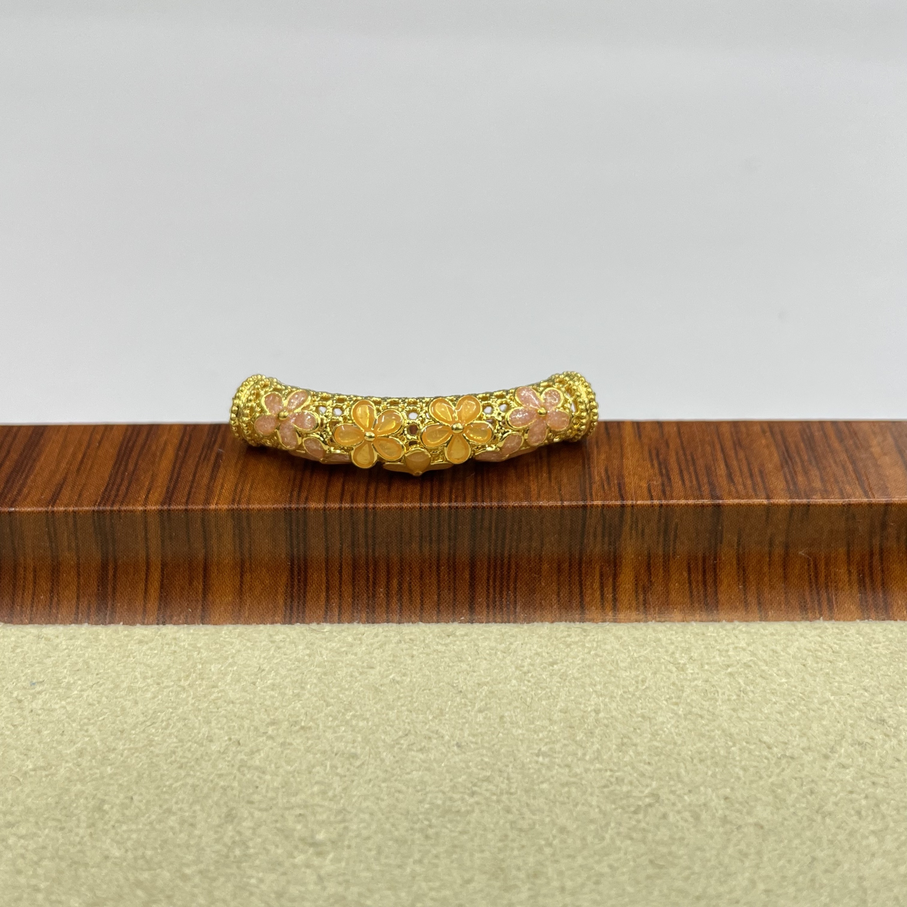 君潮黄金足金999粉色桃花弯管DP1389-0470