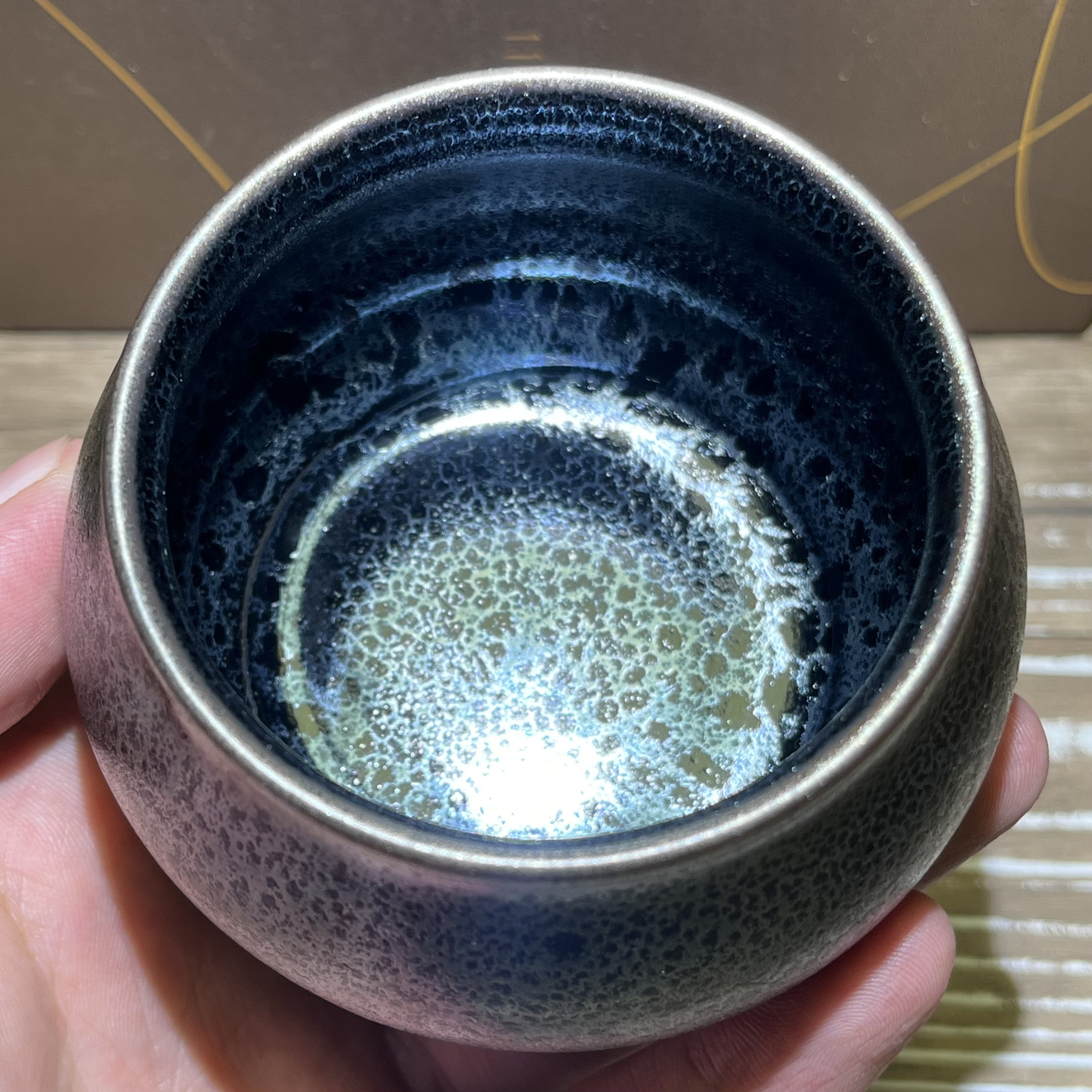 建阳建盏陶瓷茶杯非遗大师黄长发雀羽纯手工铁胎高档主人杯盏杯