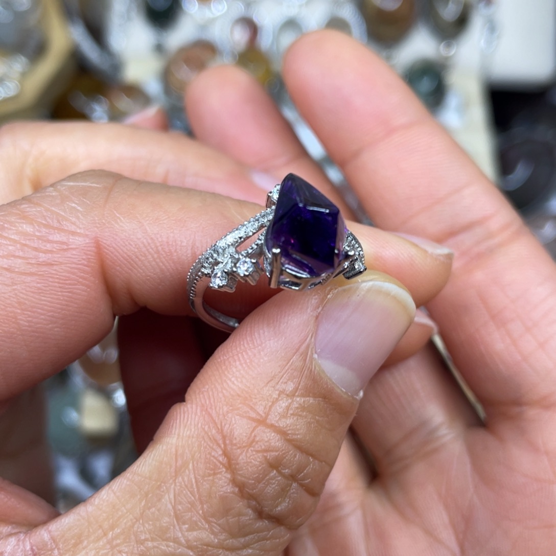 【闪购商品】银S925镶嵌珠宝半成品水晶戒指