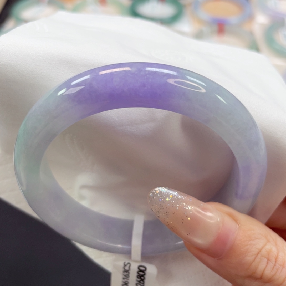 未镶嵌手镯翡翠54.5水润紫罗兰35号