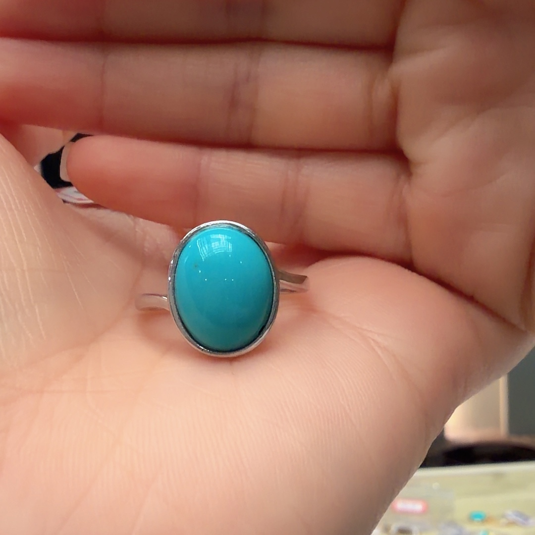 绿松石银S925镶嵌戒指