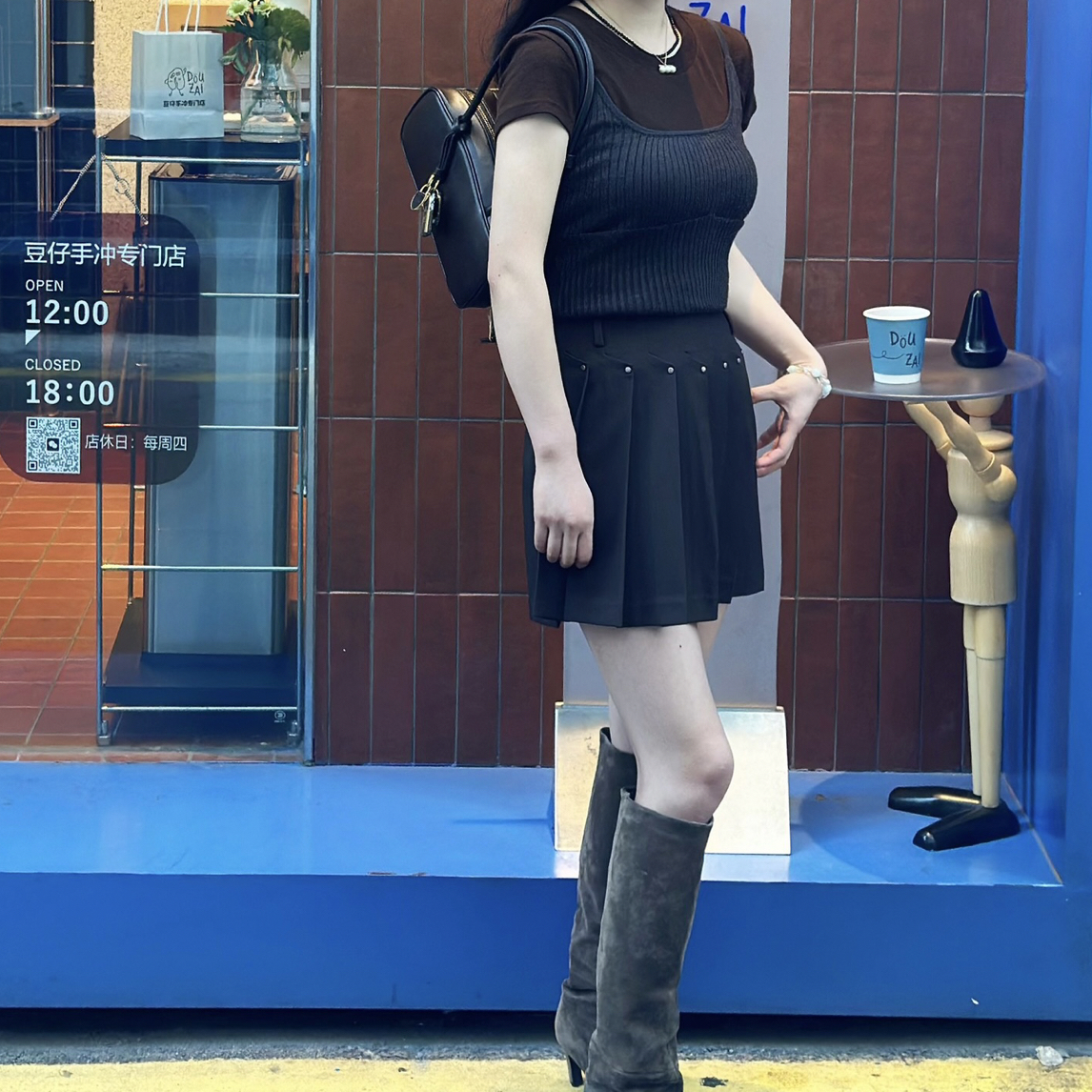 秋冬季折叠针织吊带