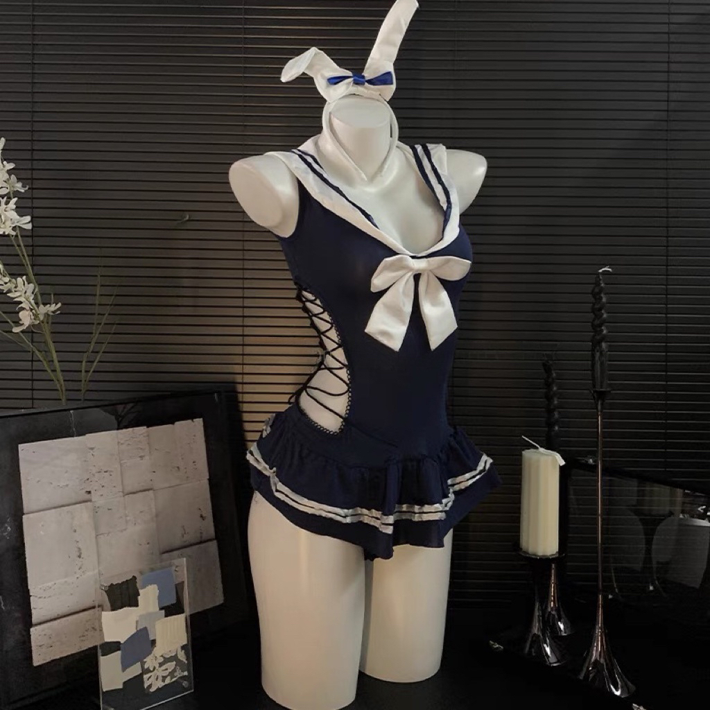 纯欲可爱甜美cos学院风兔女郎套装战袍带发箍！【伍月柒号no退no换】