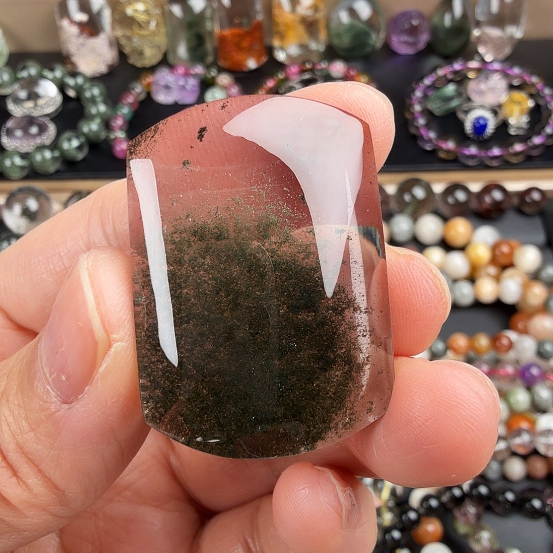 水晶吊坠(不含链)未镶嵌天然绿幽灵聚宝盆