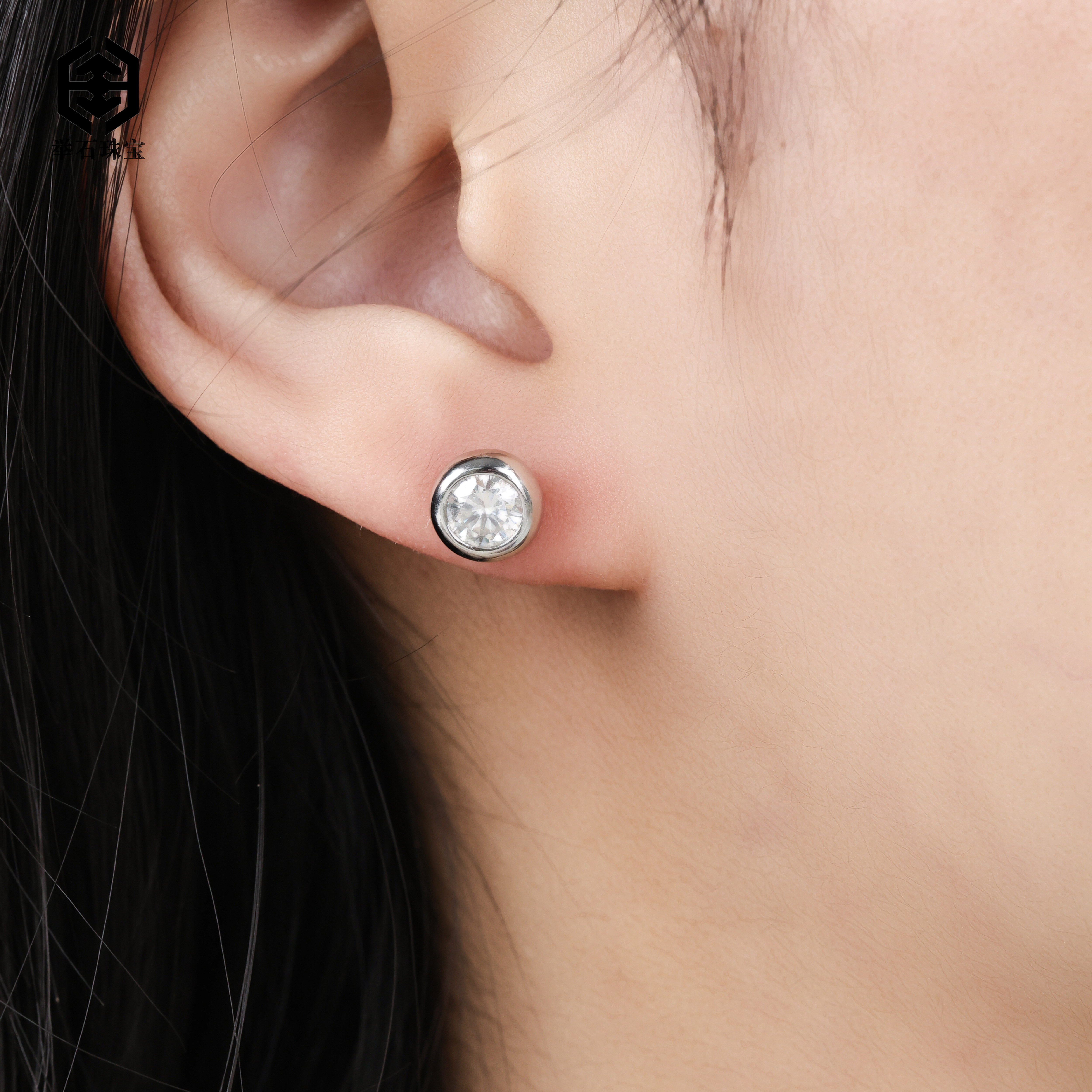 925银莫桑石银制品 TH1220-9819-879莫桑钻耳饰（一对/多样性发）F