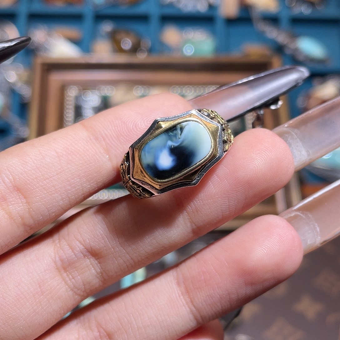 琥珀银S925镶嵌戒指