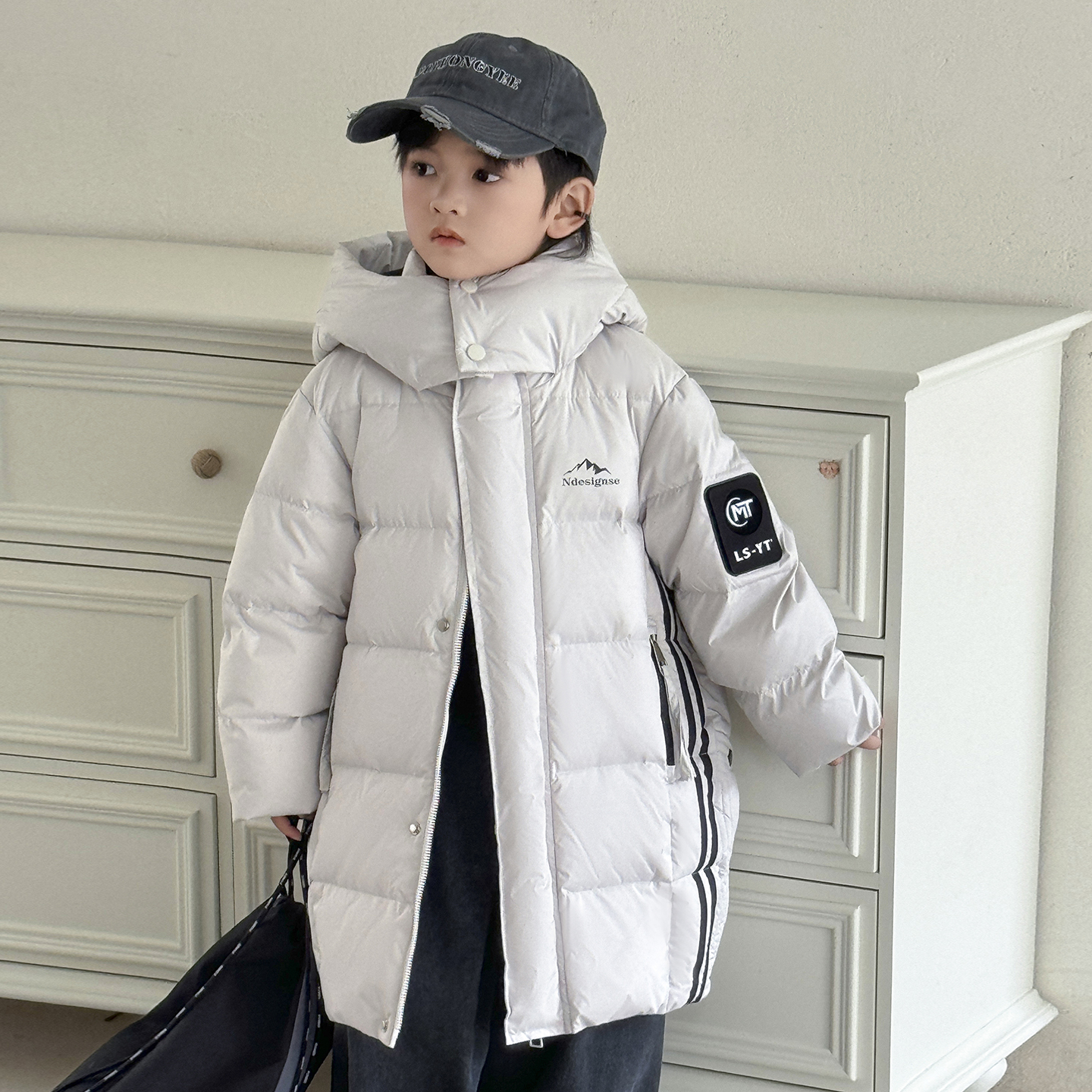 BXM儿童羽绒服冬季中长款新款2025男童保暖外套加厚中大童韩版潮