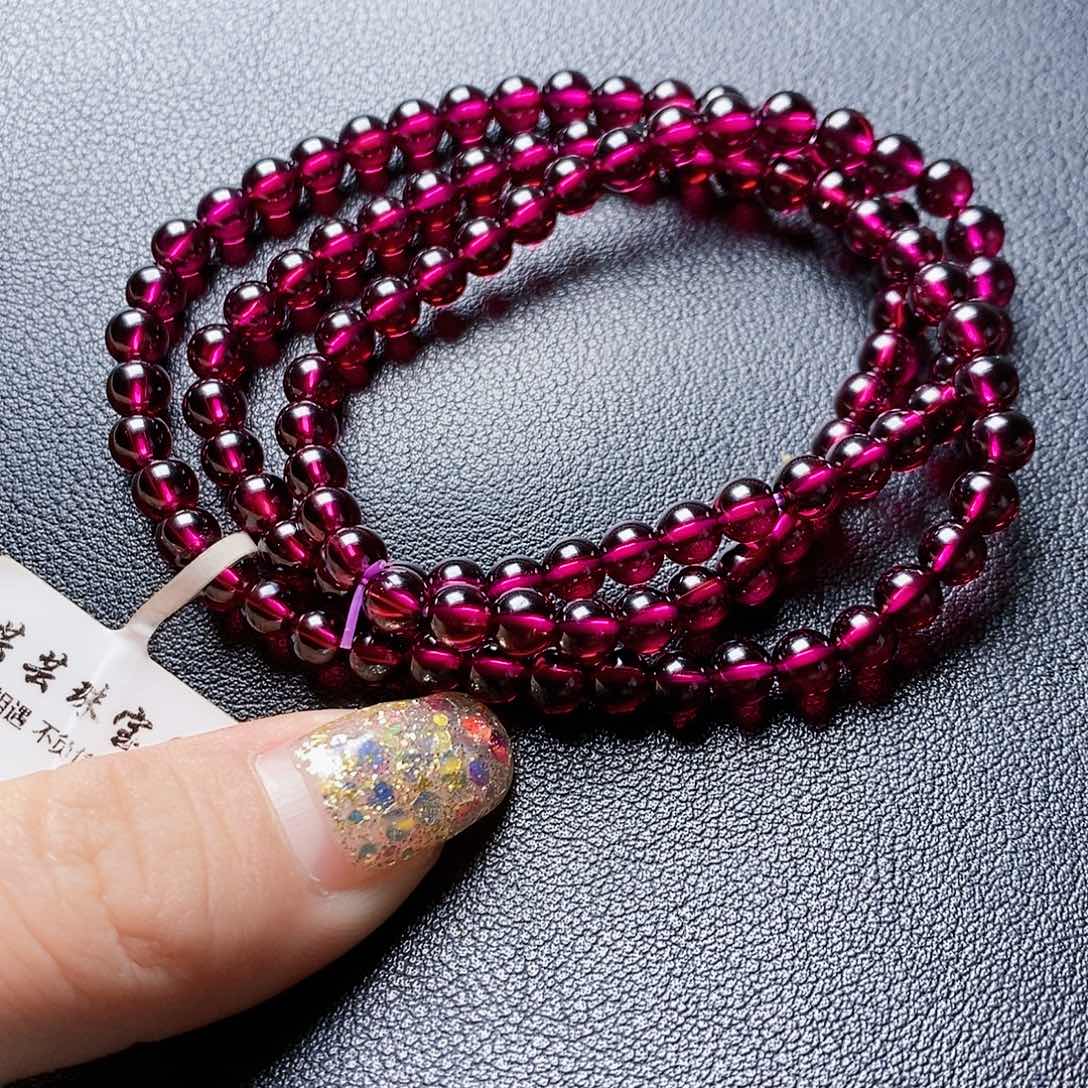 石榴石手链未镶嵌露*水4.9 3圈毕业级