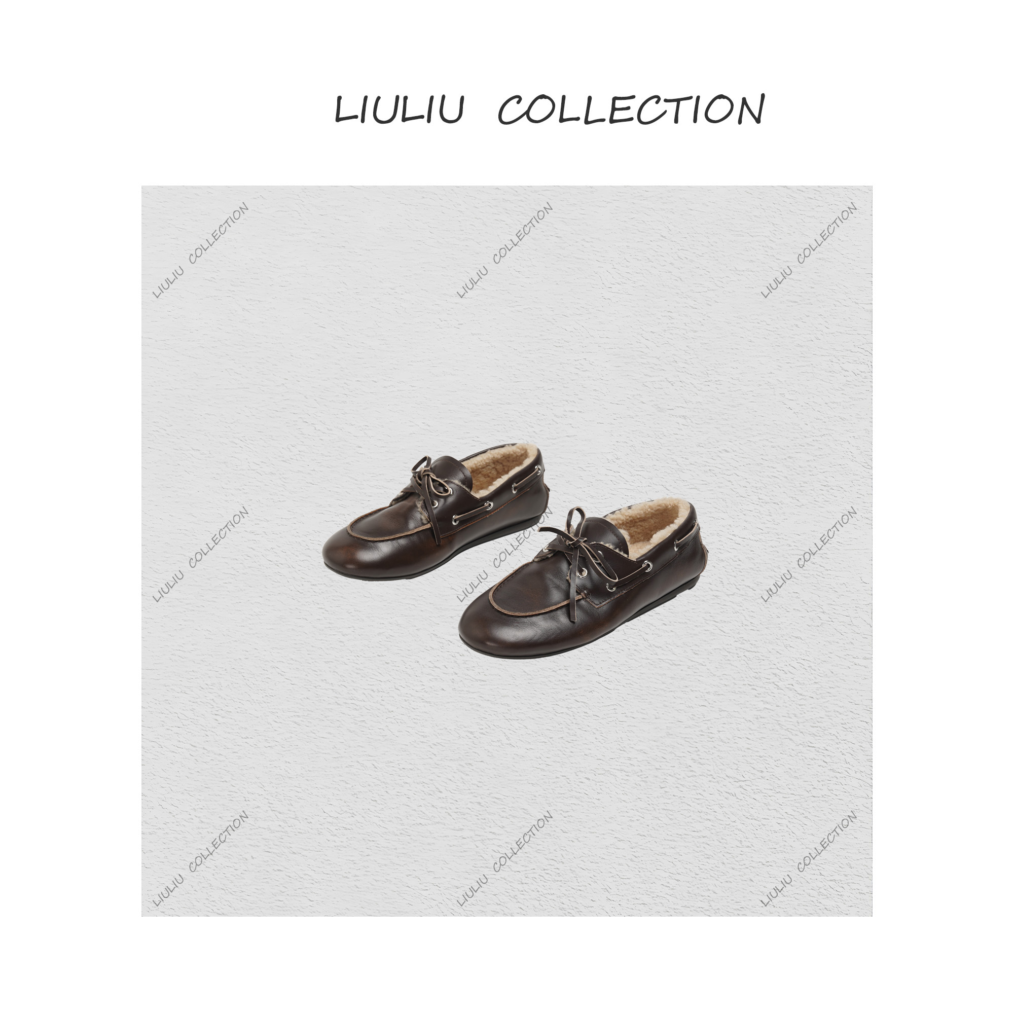 复古小众真皮做旧一脚蹬软底加绒帆船鞋 U304