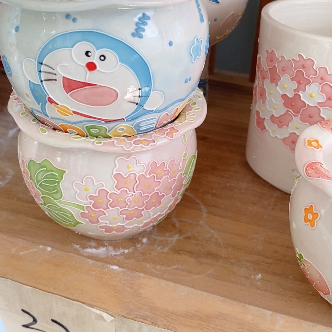 白泥手绘多肉花盆458铃**乐