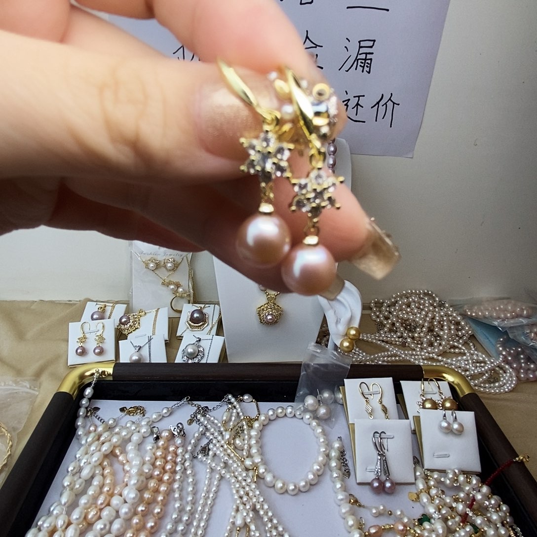 淡水珍珠耳饰合金