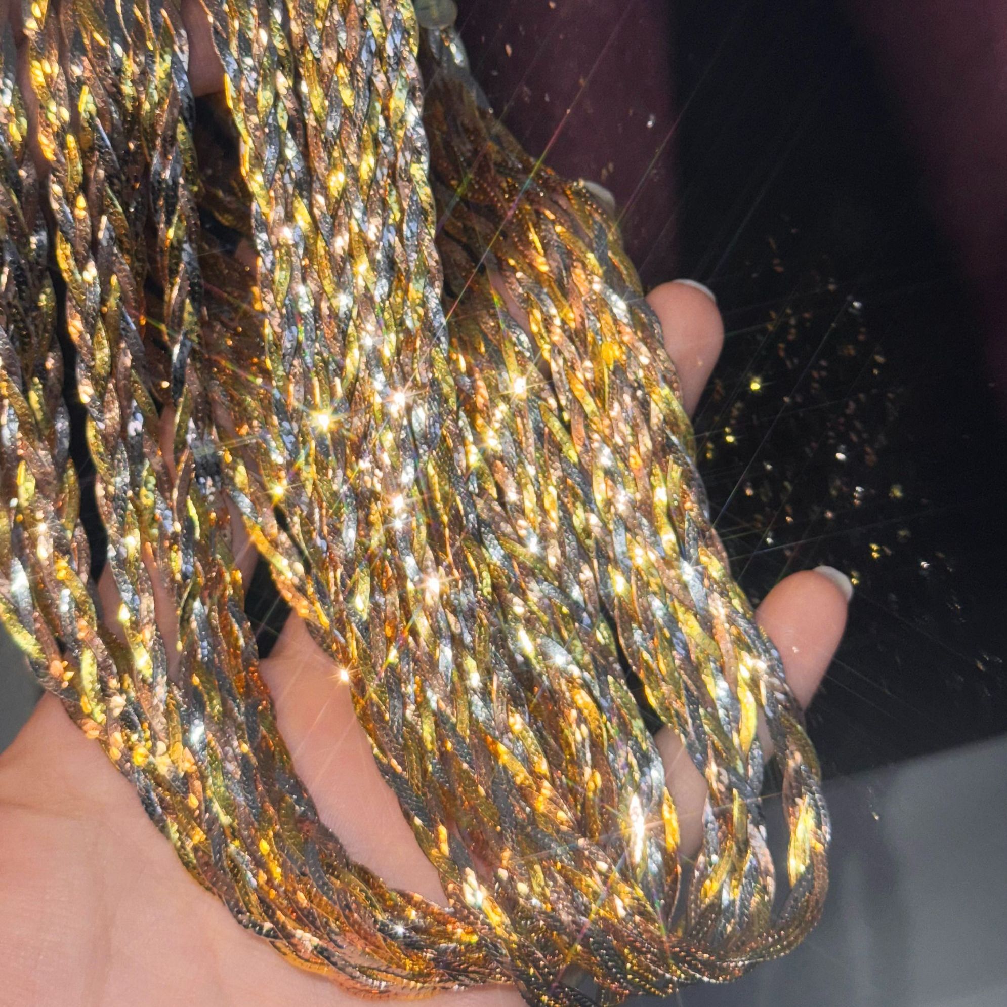 链子925银 【三色极光】2025新款爆款意大利三色编织链锁骨链银项链