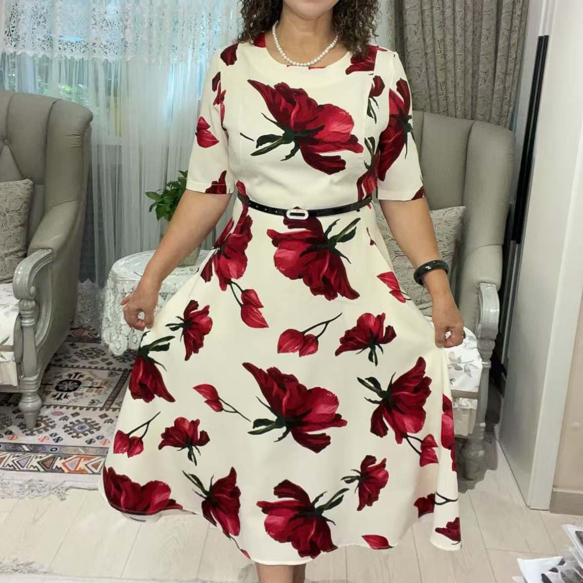 米白色新款连衣裙9-8