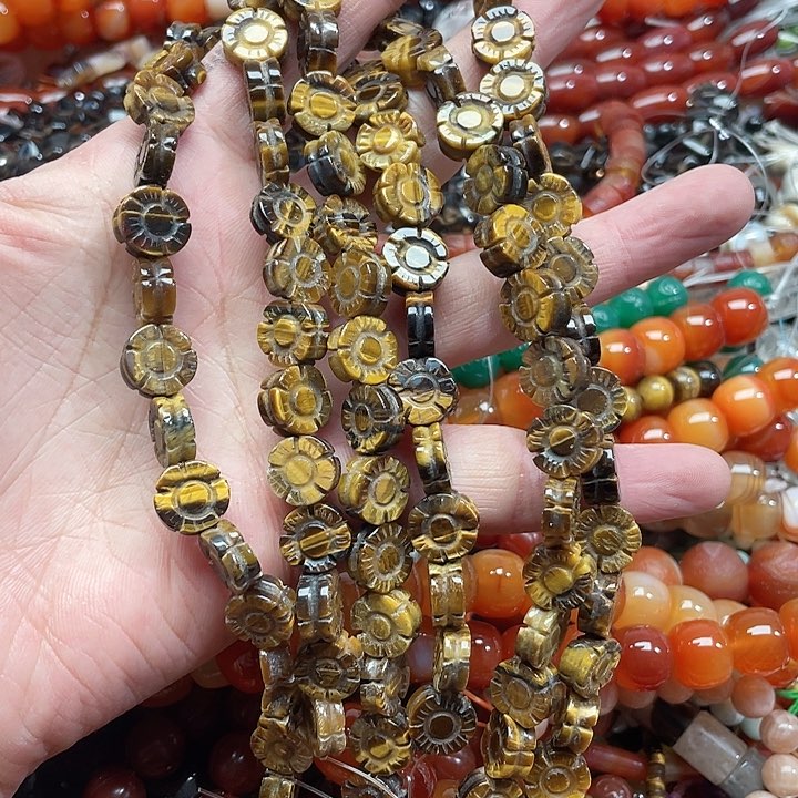 玛瑙/玉髓珠宝半成品未镶嵌一条12mm虎眼花花