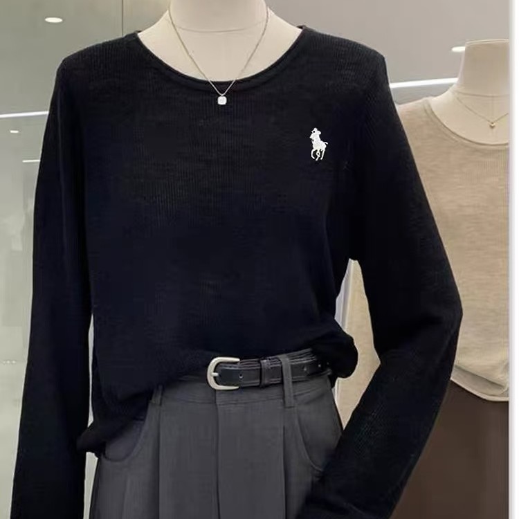 小马标刺绣针织毛衣