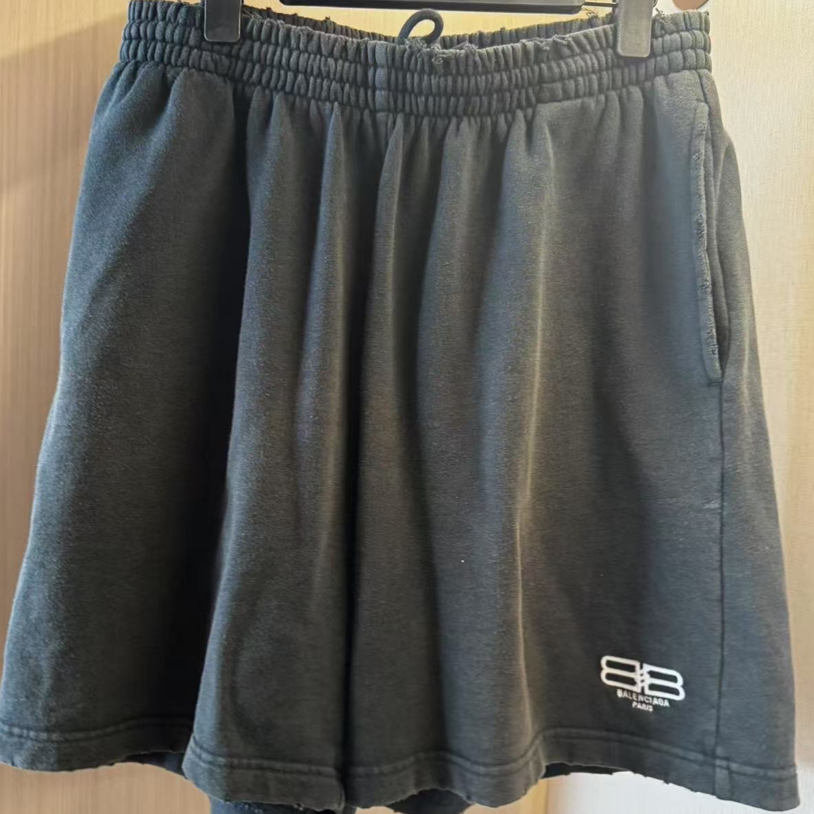 99新 Balenciaga/巴黎世家 印花松紧直筒休闲短裤/S码