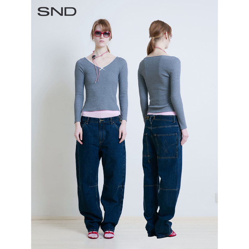【AOANAO 设计师品牌】SND SS25 错位搭扣牛仔裤