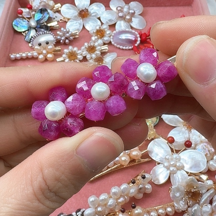 淡水珍珠发饰银S925镶嵌