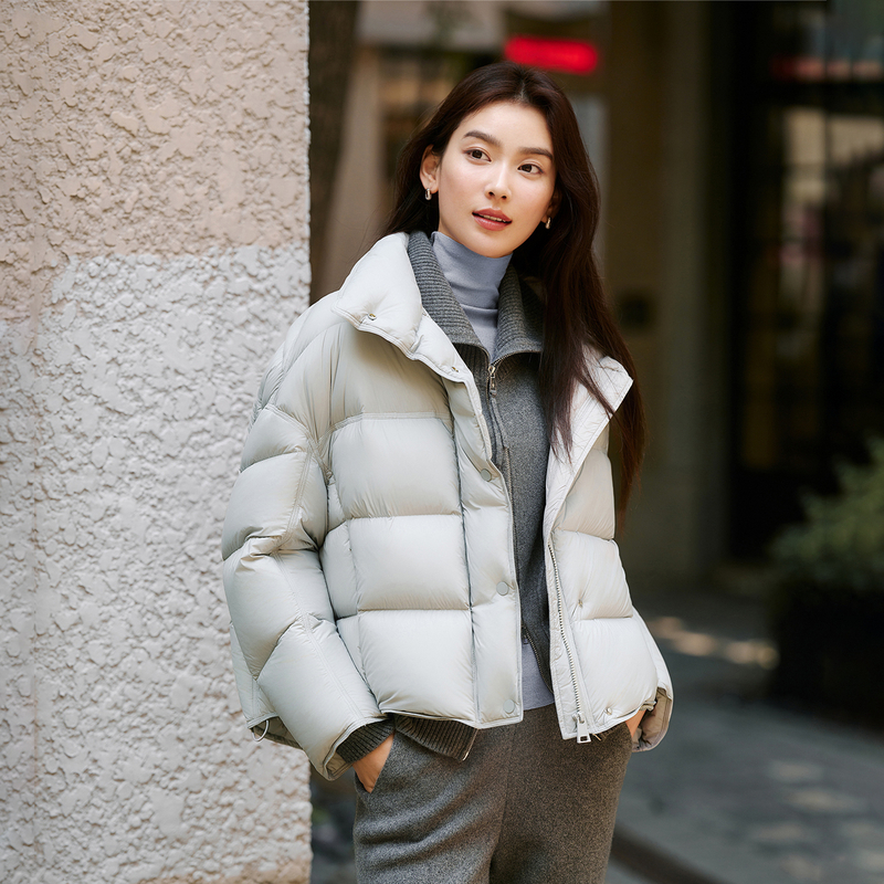 【泡芙羽绒】EP雅莹2025秋装新款女装 鹅绒立领短款羽绒外套Y143A