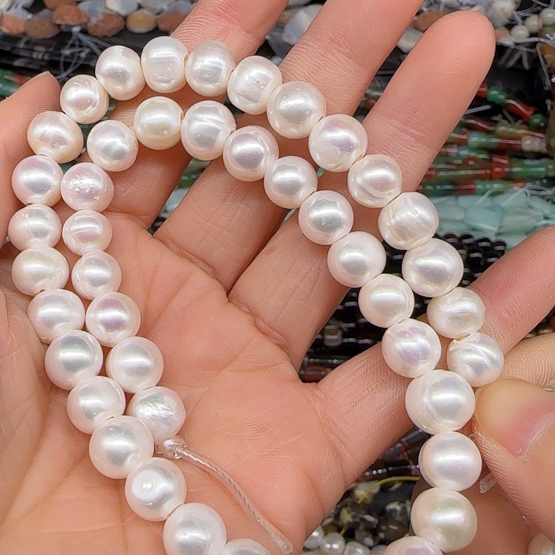 玛瑙/玉髓合金珠宝半成品珍珠大孔9mm一条