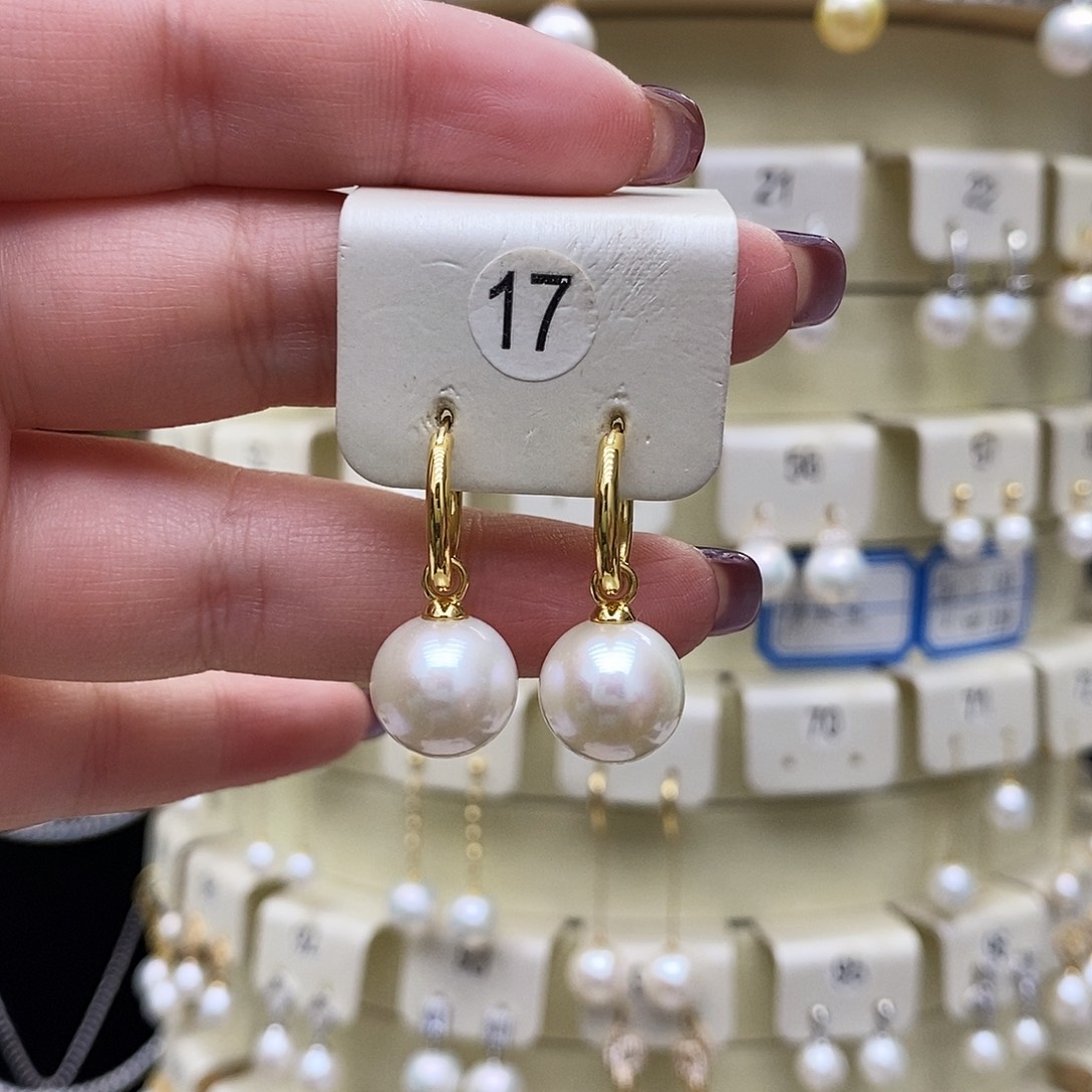 淡水珍珠耳饰银S925镶嵌