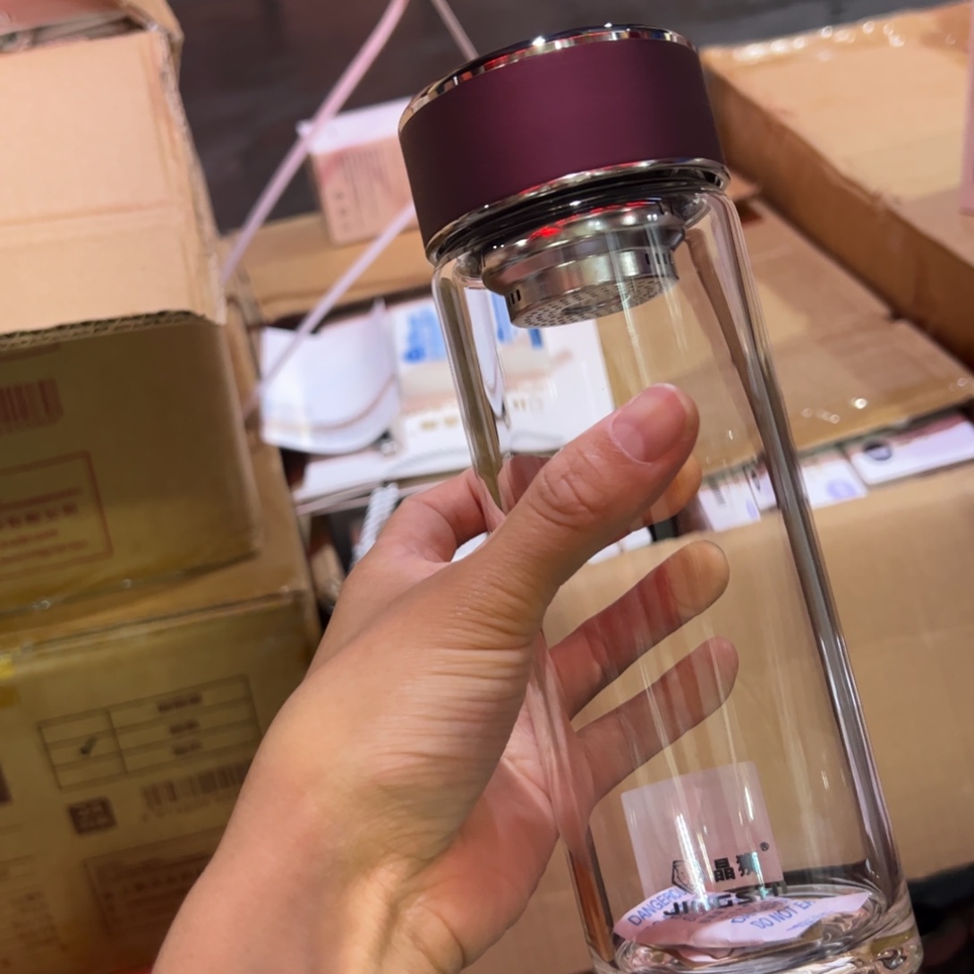 晶单层烫手玻璃杯510提环紫色玻璃杯紫色