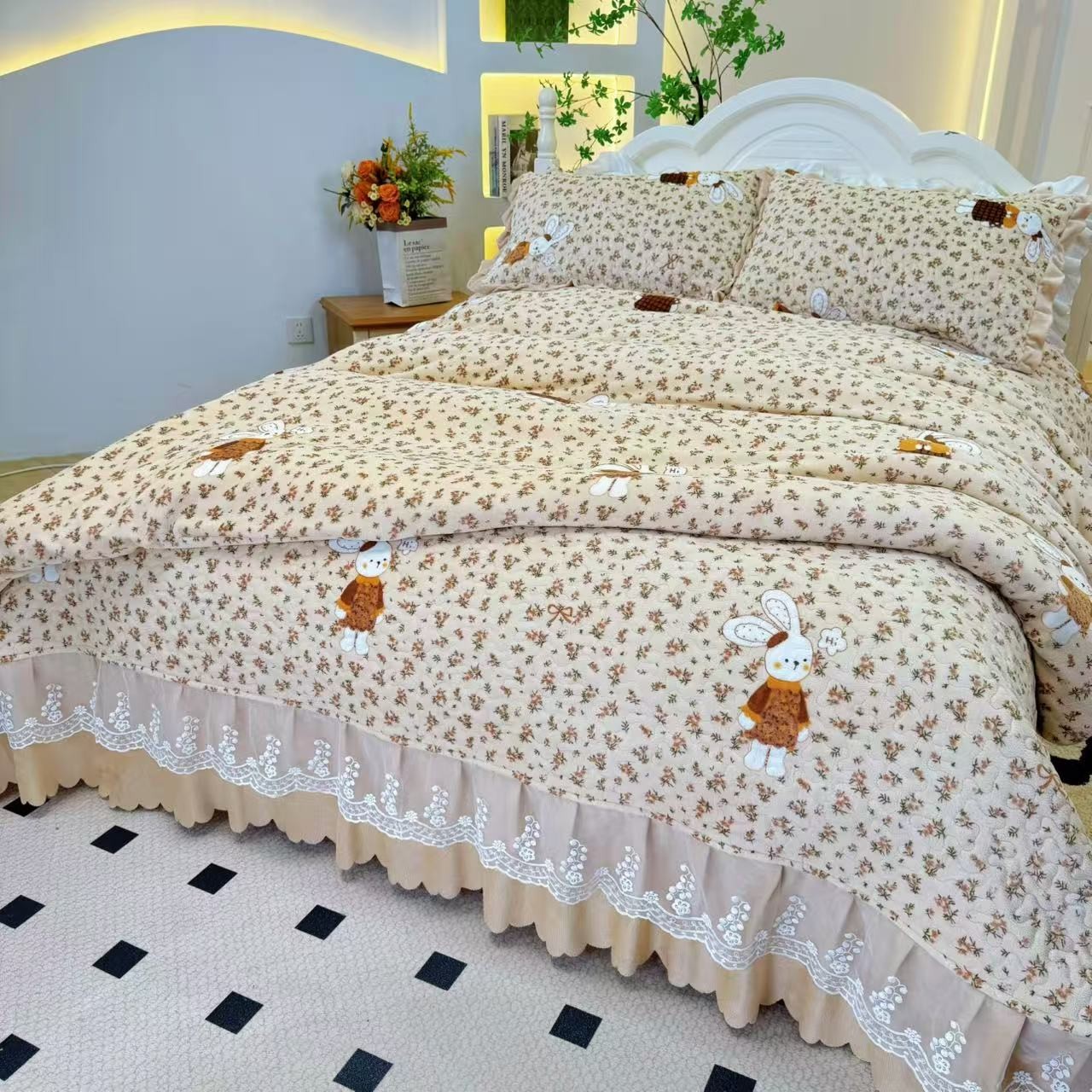 ◇秋冬轻奢加厚保暖宝宝绒【床盖四件套】被套床裙加厚可机洗套件-Q